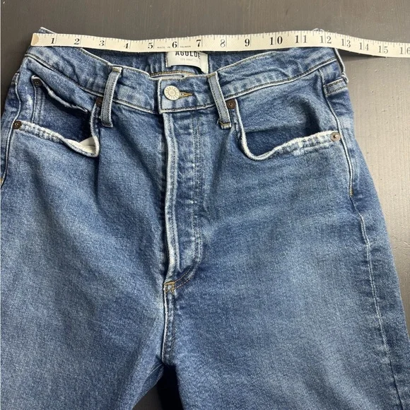 Agolde Riley High Rise Straight Crop Blue Jeans - Picture 9 of 11